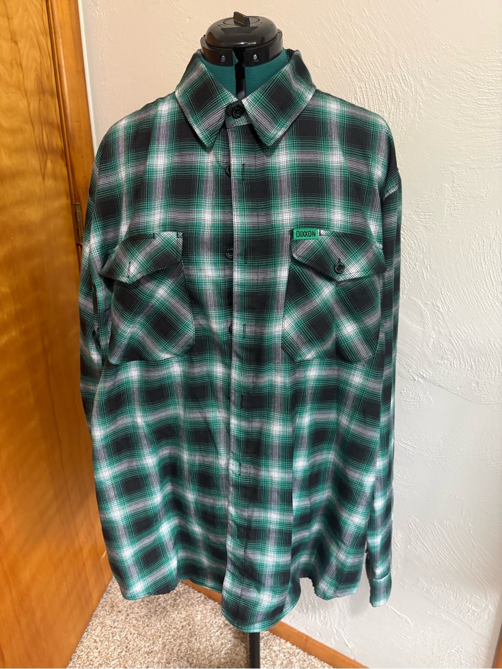 DIXXON Black and Green Plaid Button-Down Shirt